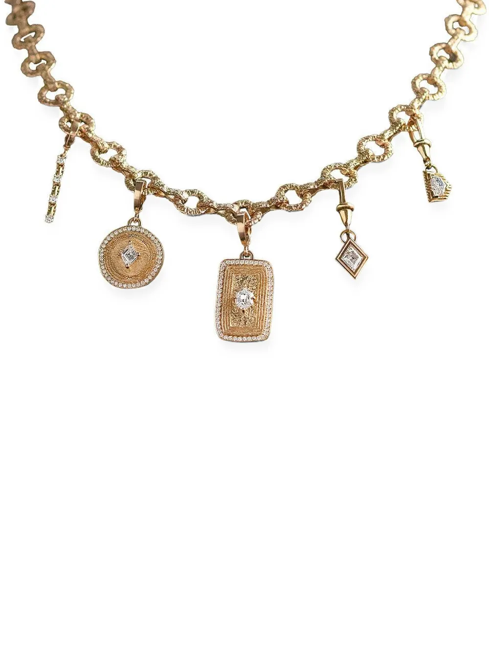 Azlee coin-motif diamond pendant
