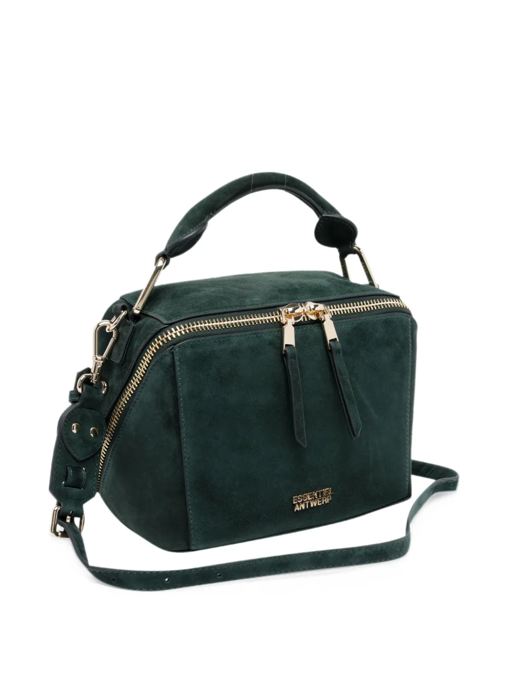 Essentiel Antwerp mini Bobby suede shoulder bag Groen