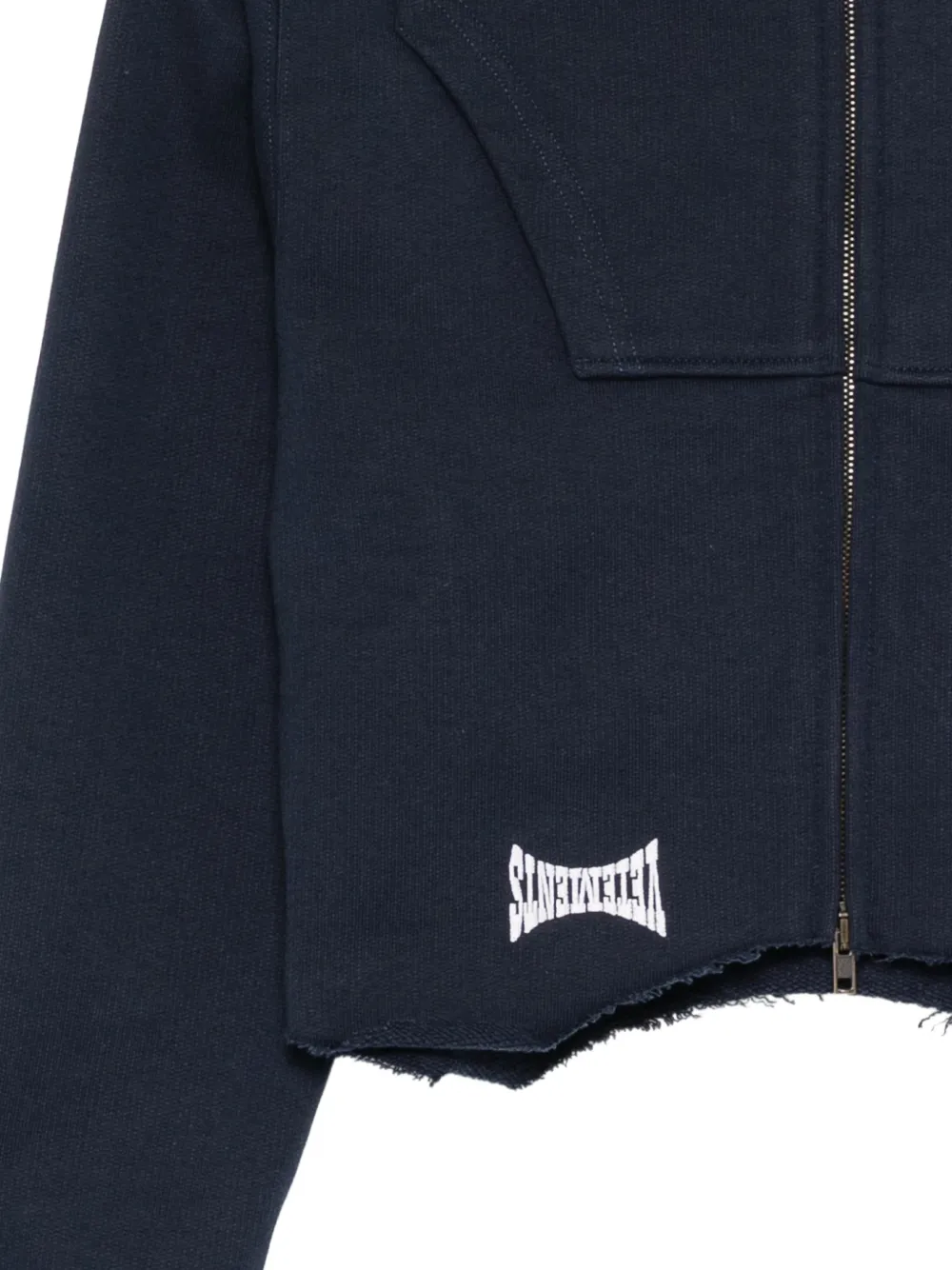 VETEMENTS logo-embroidered crop jacket Blauw