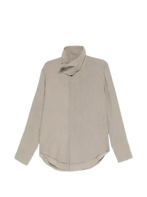 Ziggy Chen striped high-collar shirt