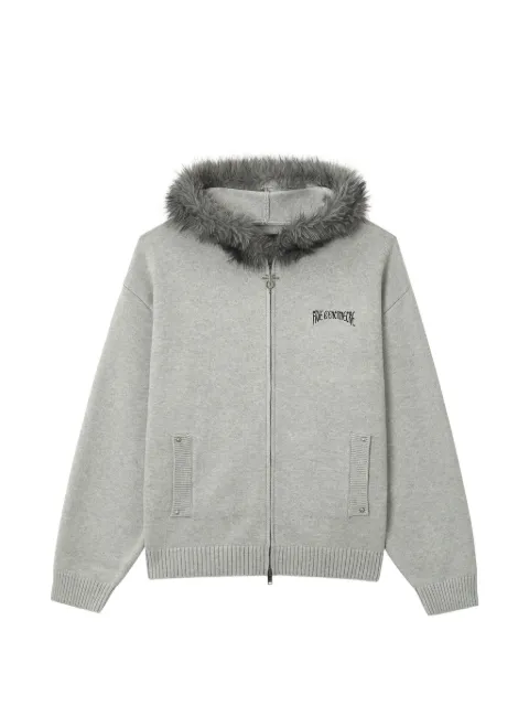 FIVE CM faux-fur trim intarsia-knit hoodie