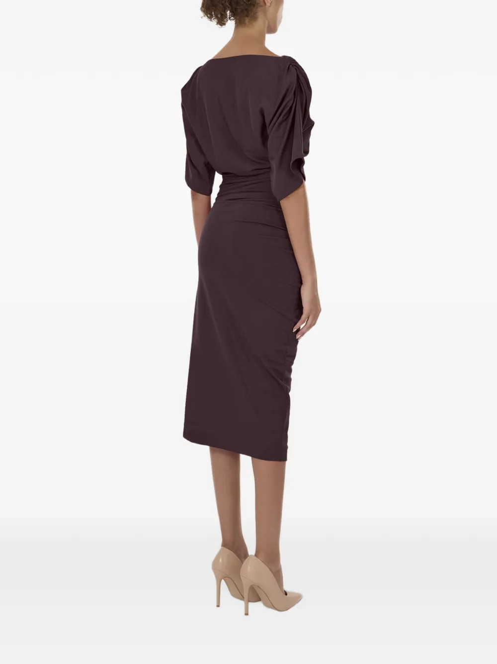 Wolford Gedrapeerde midi-jurk met meerdere draagwijzen Paars