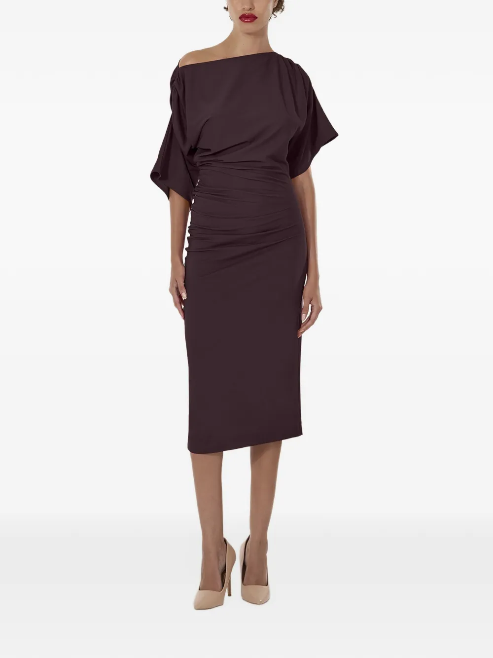 Wolford Gedrapeerde midi-jurk met meerdere draagwijzen Paars