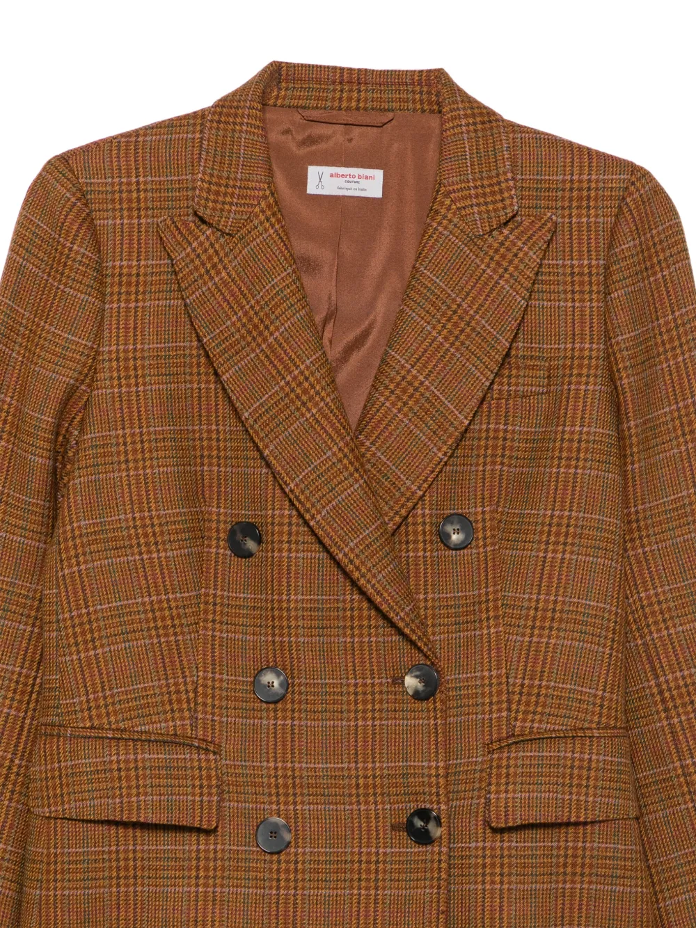 Alberto Biani Prince of Wales double-breasted blazer Bruin