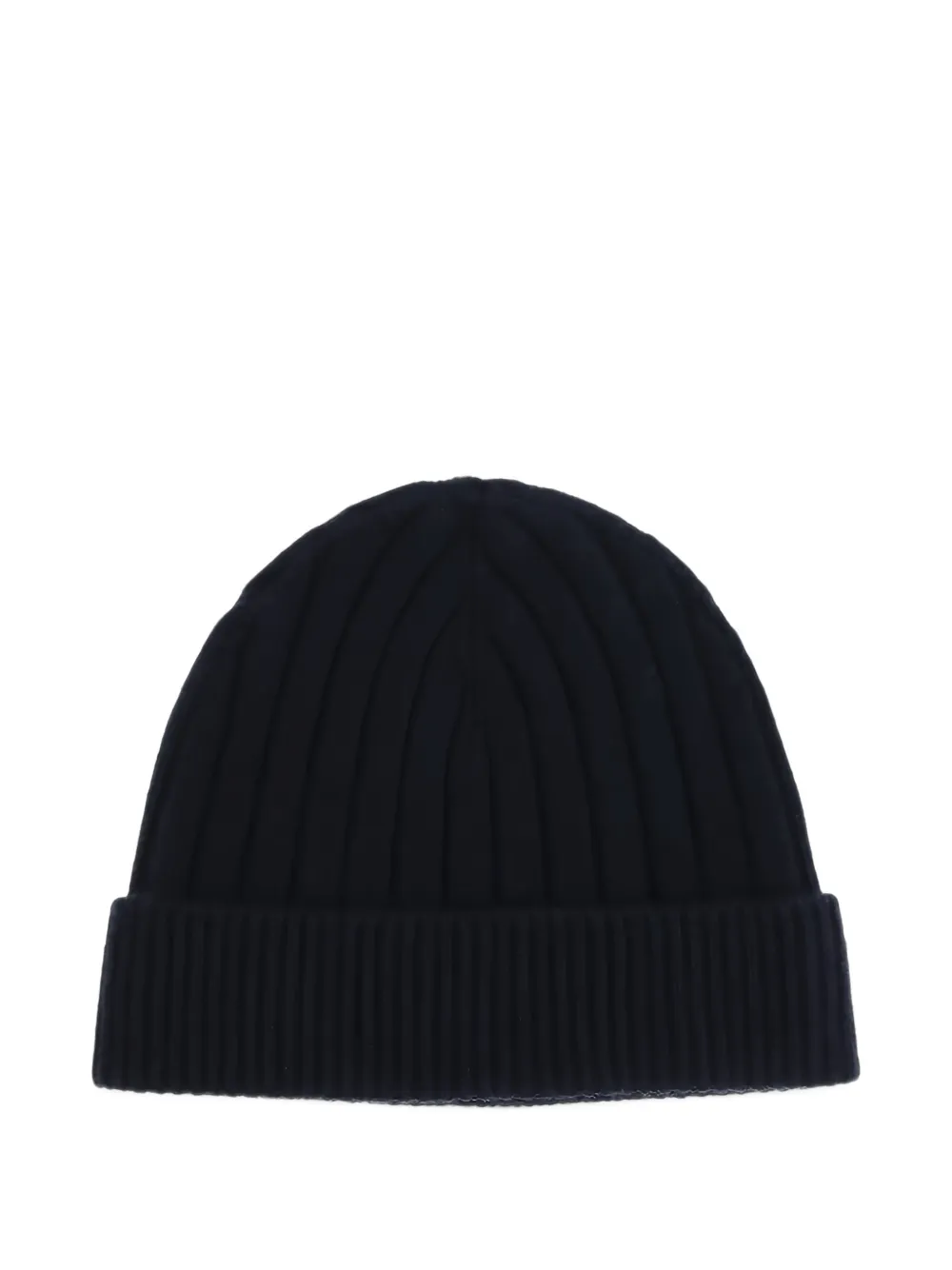 Kiton logo-embroidered ribbed-knit beanie hat Blauw