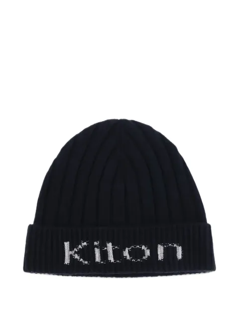 Kiton logo-embroidered ribbed-knit beanie hat