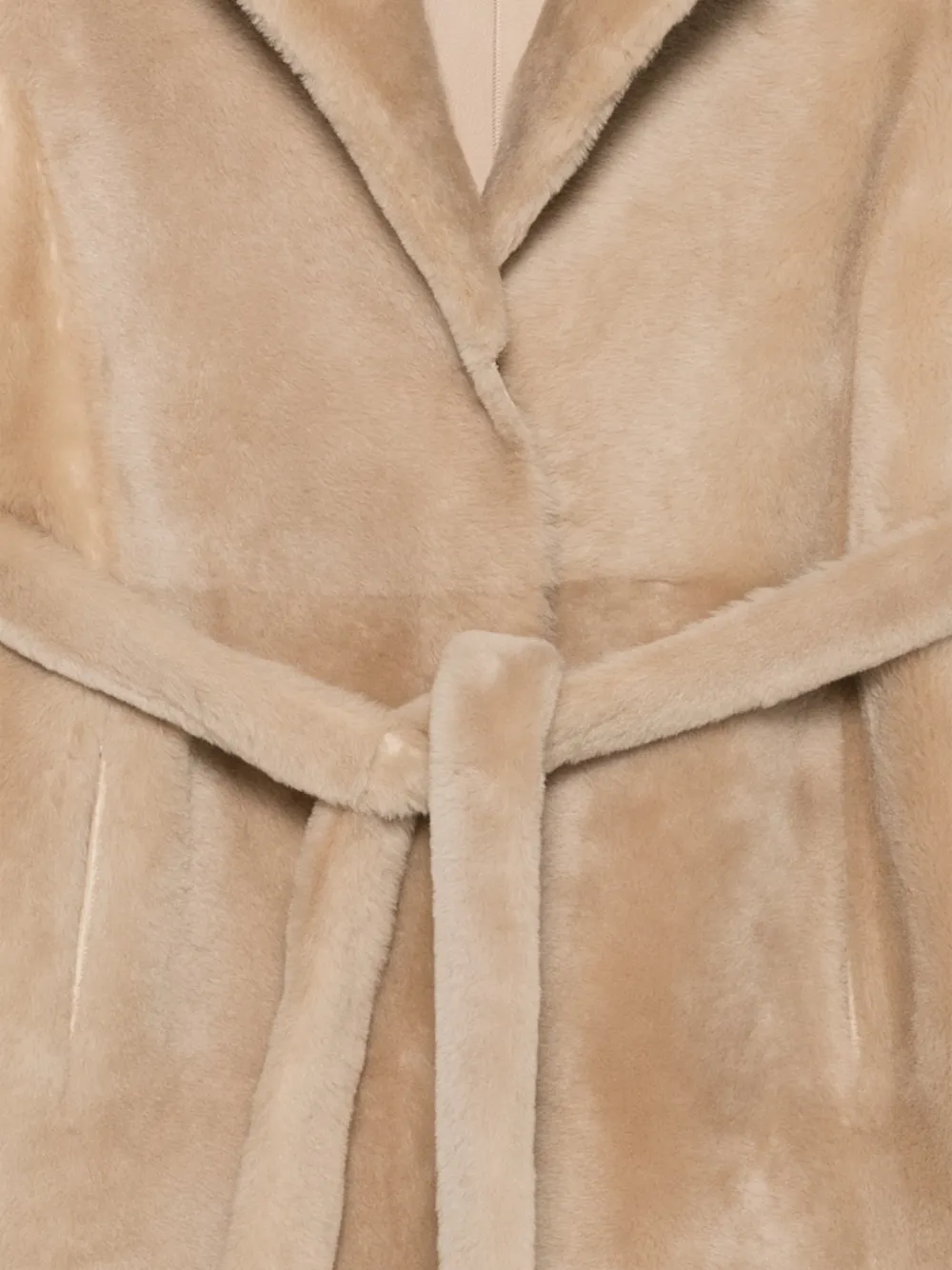 Yves Salomon Manteau belted shearling coat Beige