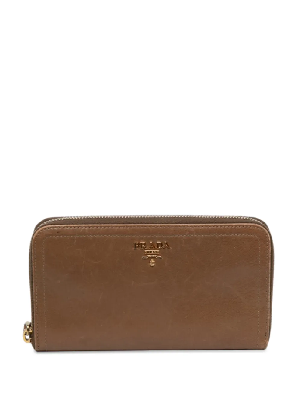 Prada Pre-Owned 2010-2026 Leather Zip Around Wallet long wallets - Marrone