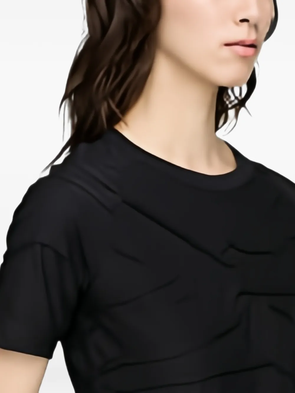 Y-3 Geplooid T-shirt Zwart