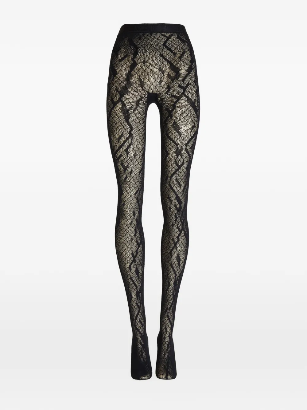 Wolford Snakeskin-pattern Net Tights In Black