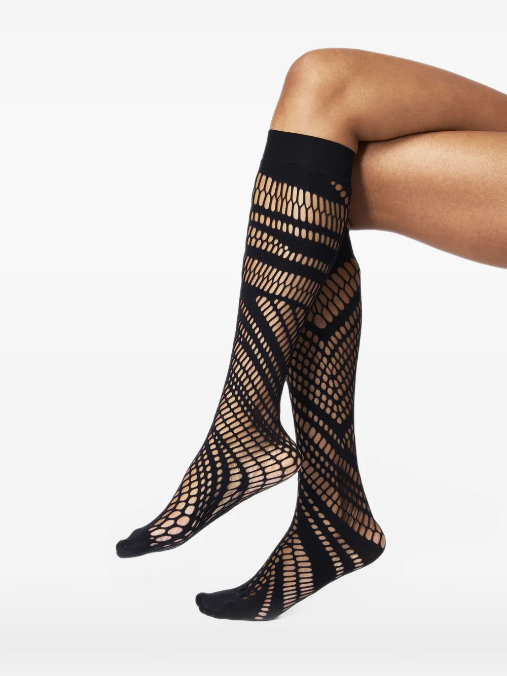 Wolford perforated-knit knee-high socks Zwart