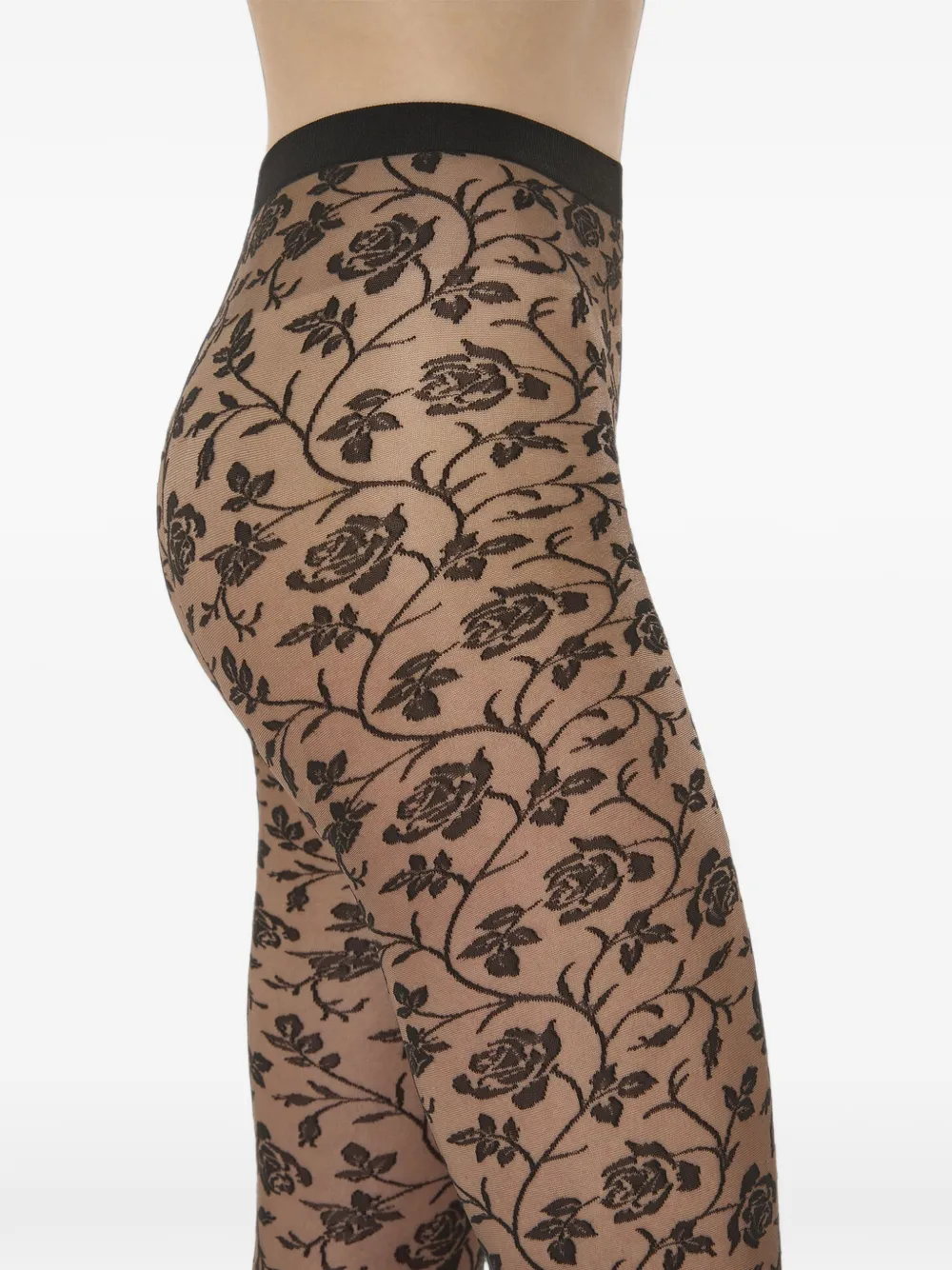 Wolford Rose Floral-pattern Tights In Neutral