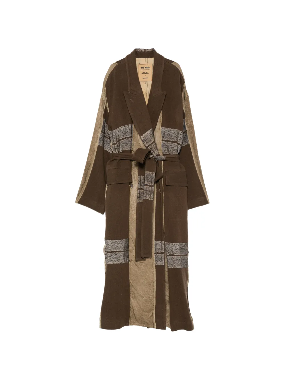 Uma Wang jacquard-panelled belted coat Bruin