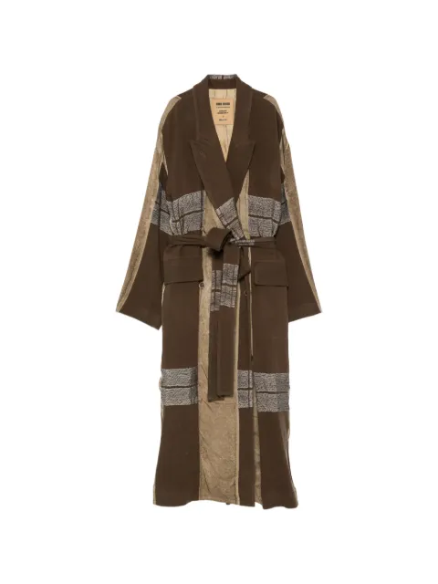 Uma Wang jacquard-panelled belted coat