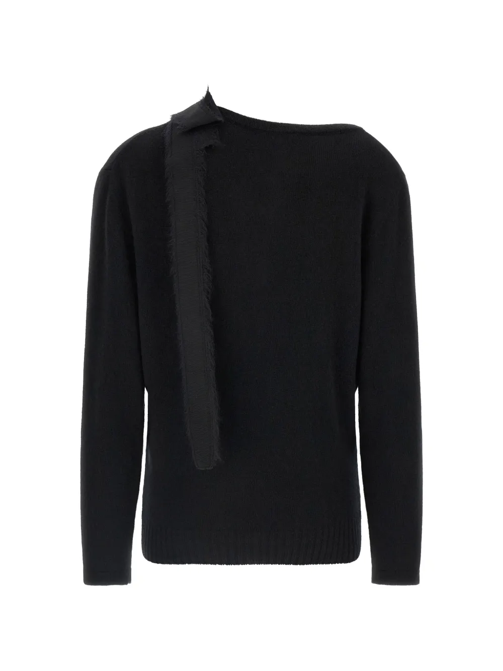 Alberta Ferretti bow-detail frayed-hem sweater Zwart