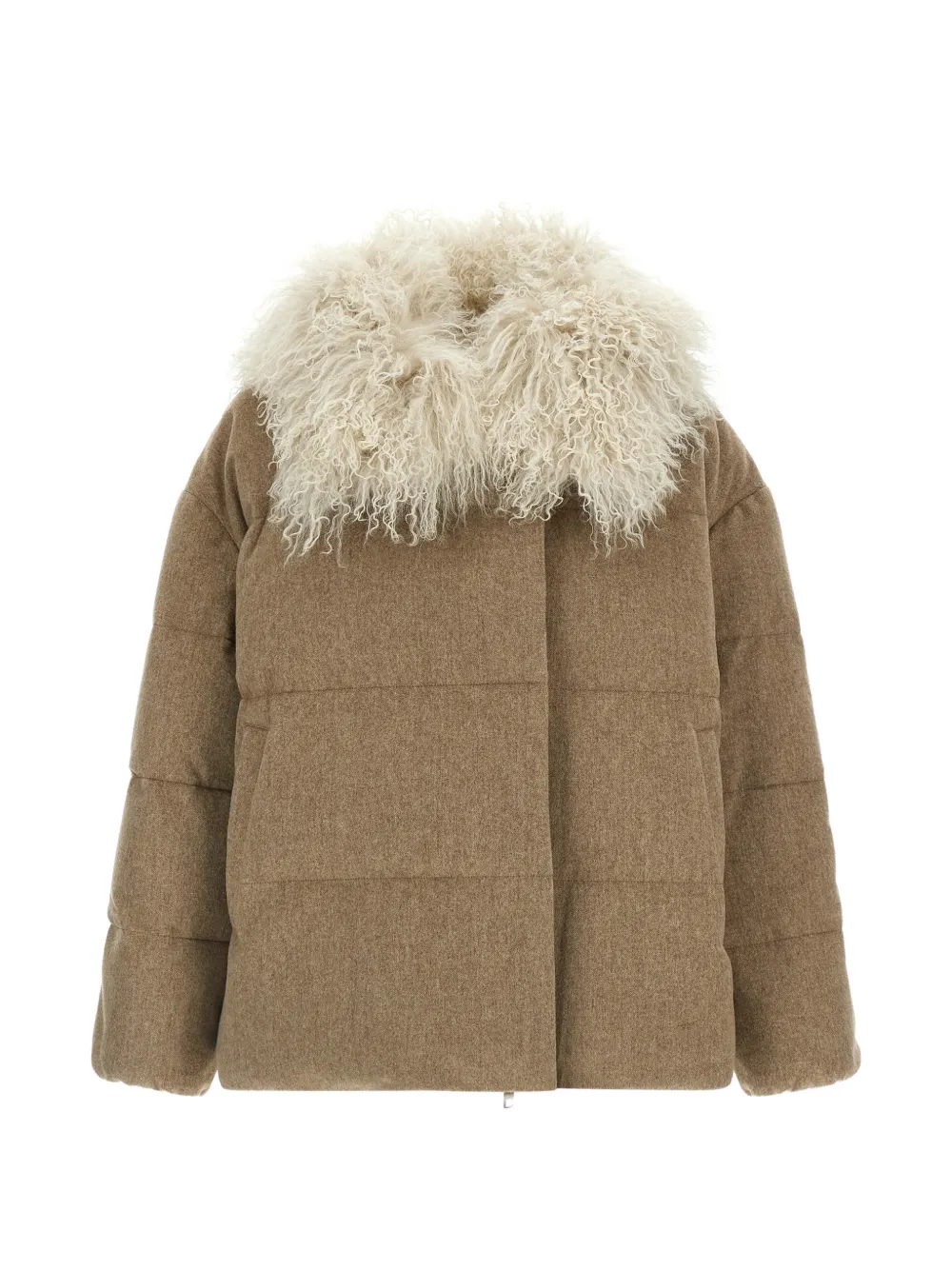 Army By Yves Salomon quilted fur-trim single-breasted coat - Neutrals