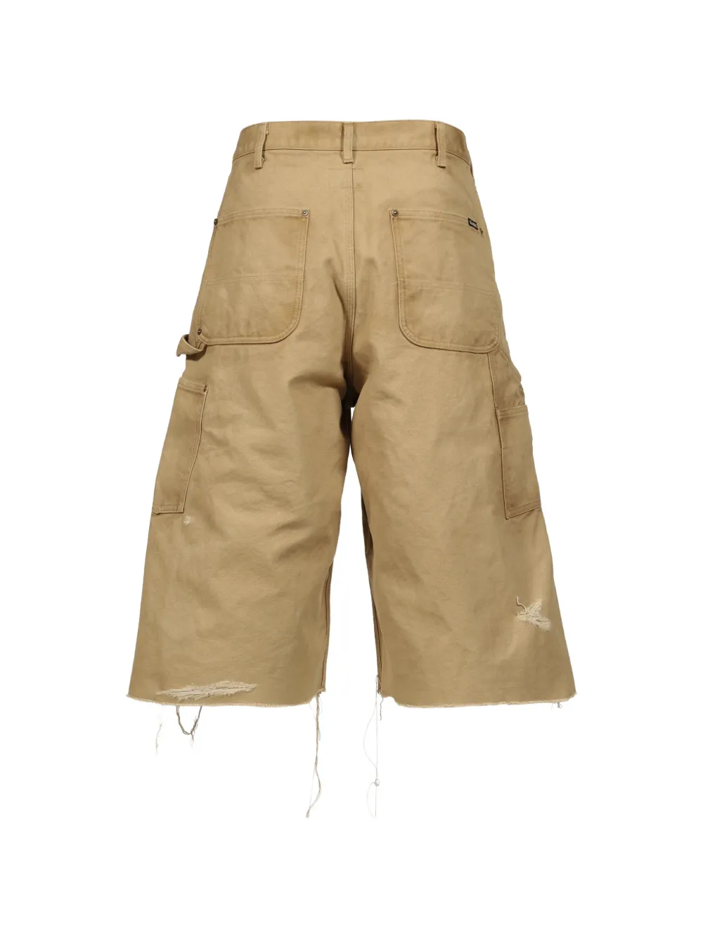 KAMIYA Boro Duck gerafelde bermuda van duck canvas Beige