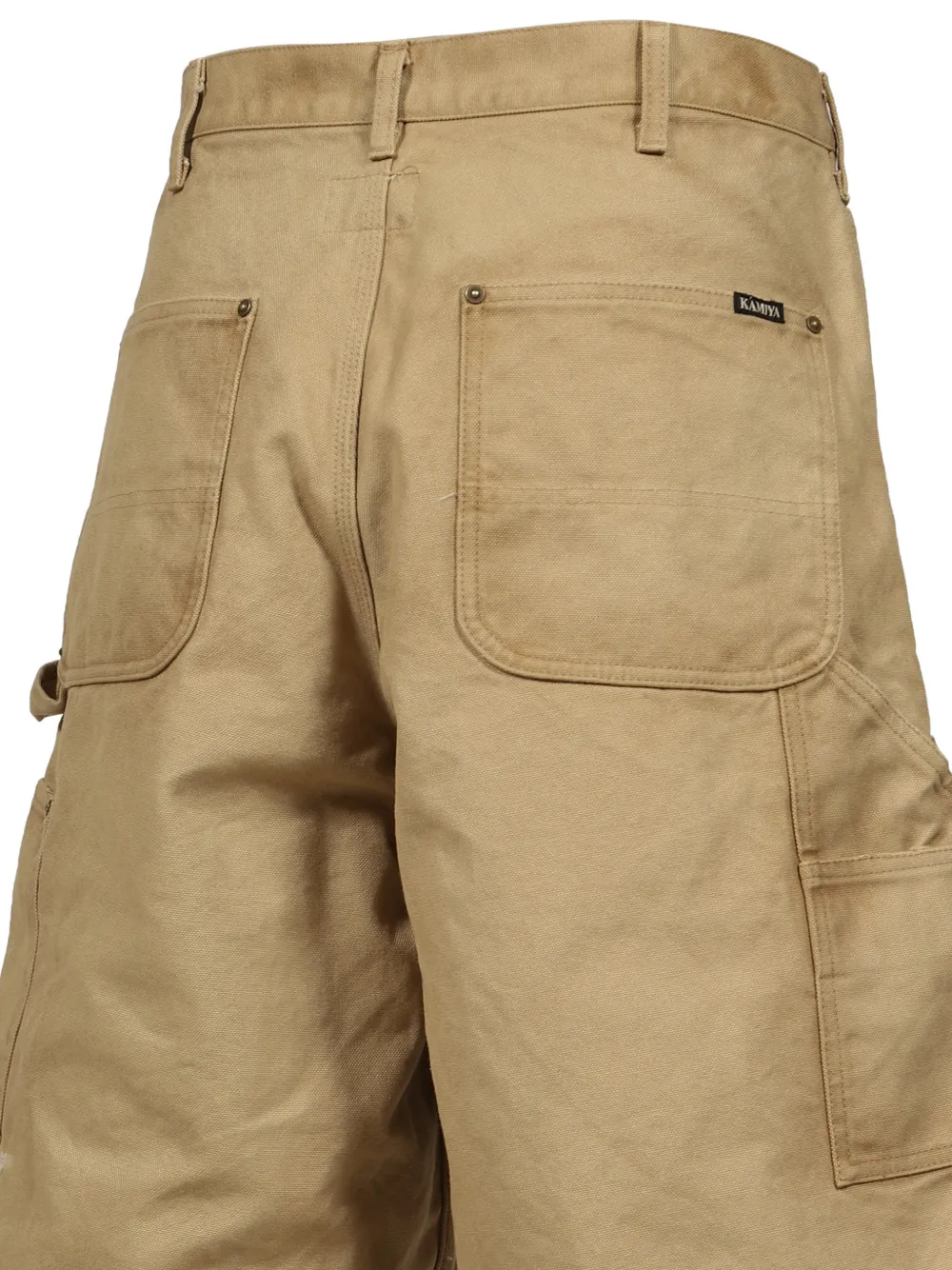 KAMIYA Boro Duck gerafelde bermuda van duck canvas Beige