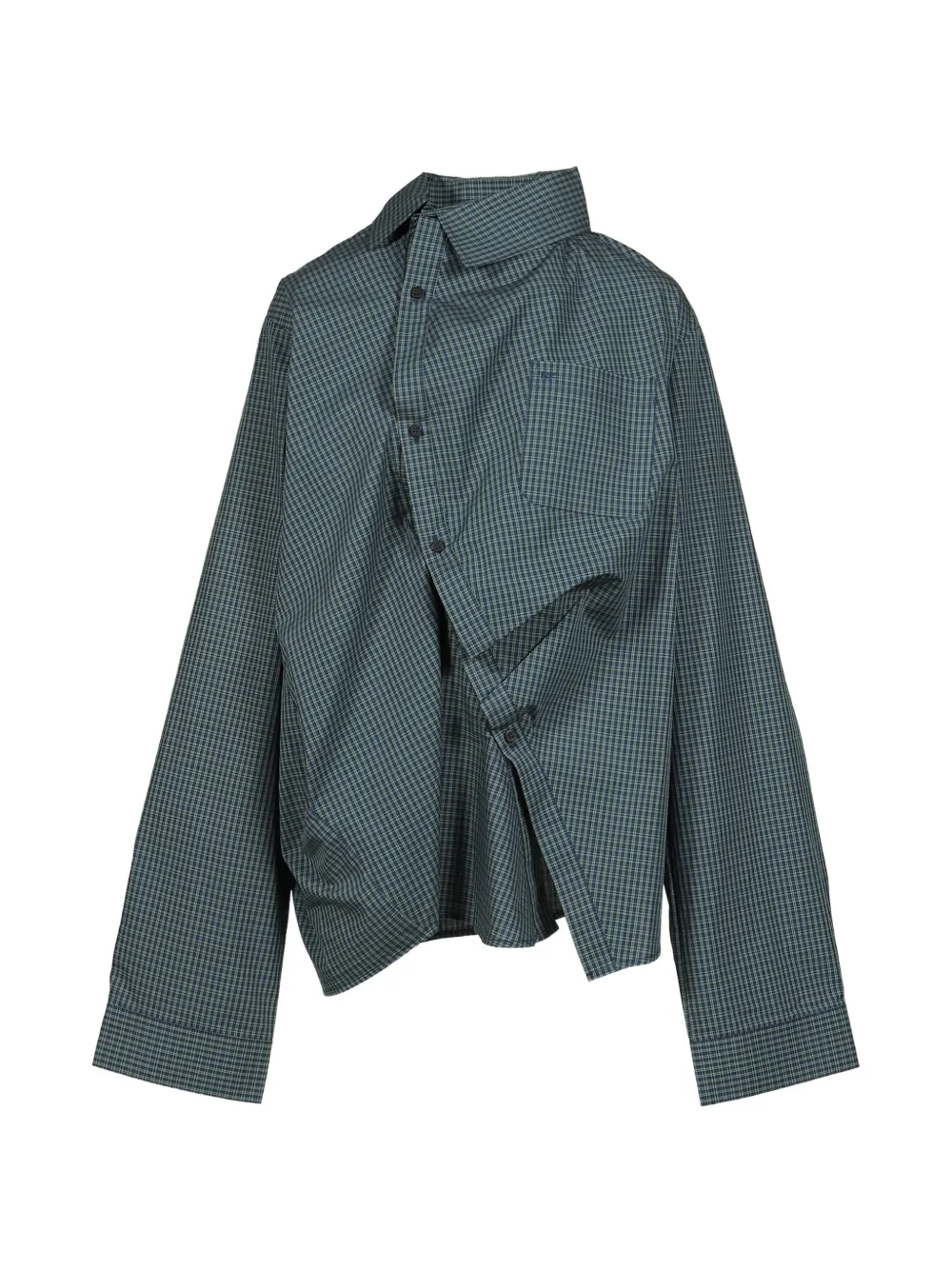 Natasha Zinko twisted check-pattern shirt Groen
