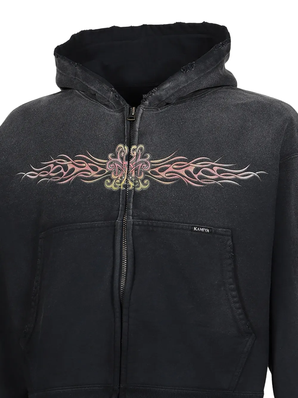 KAMIYA Flame KMY hoodie met rits Zwart