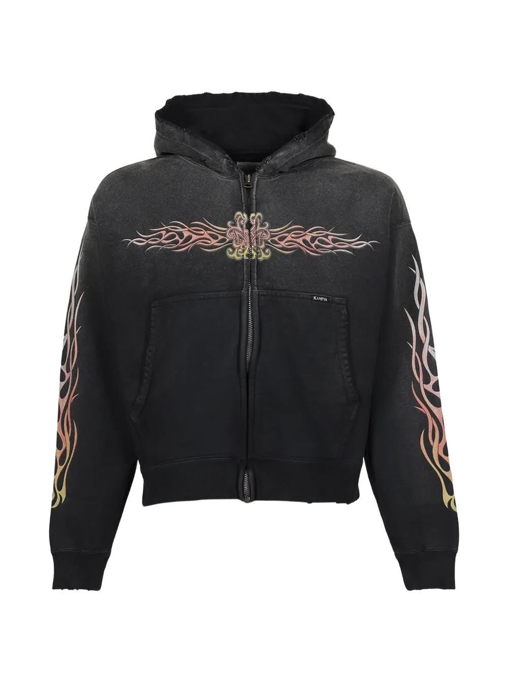 KAMIYA Flame KMY zip-up hoodie - Black