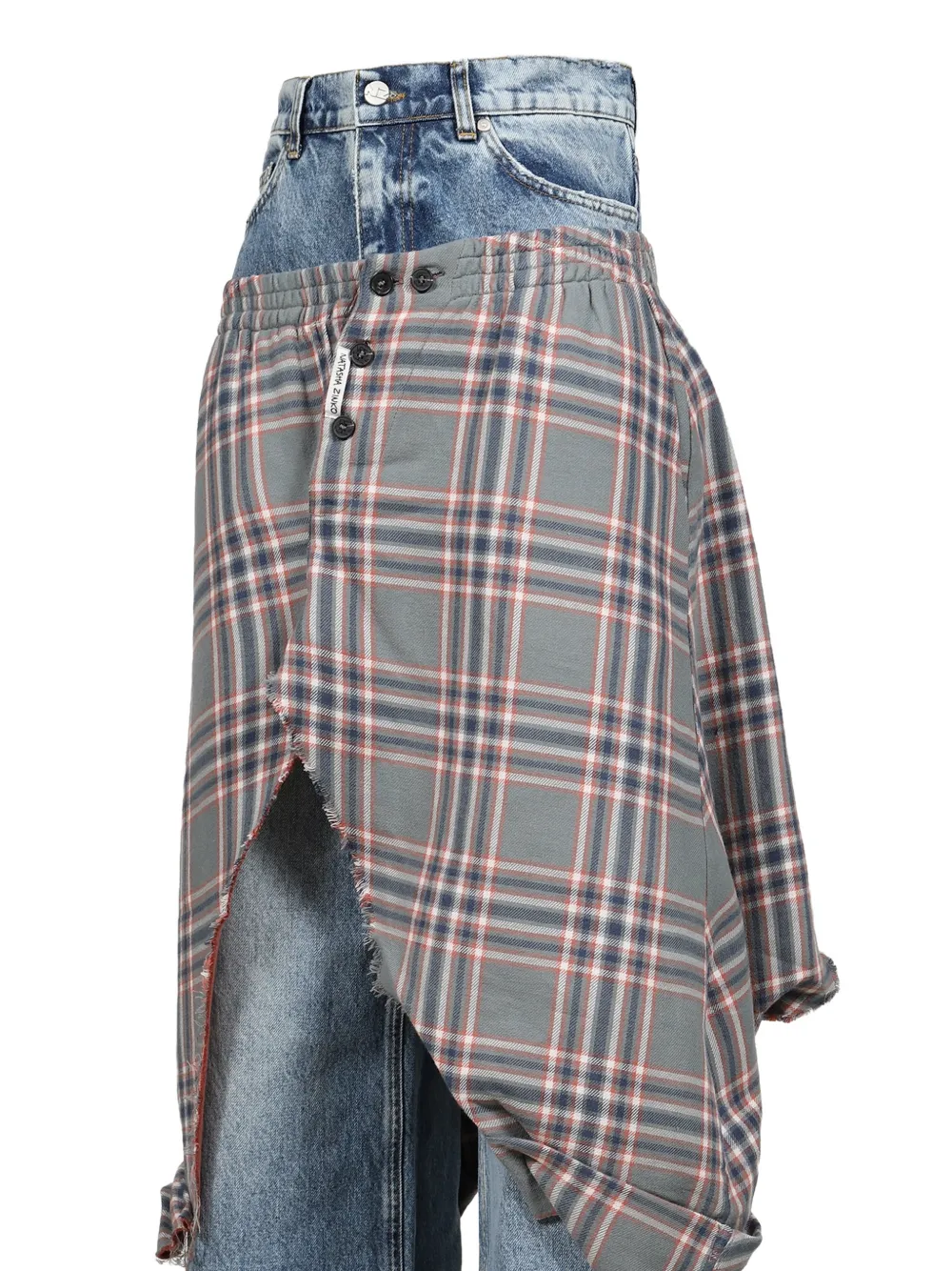 Natasha Zinko layered check-pattern jeans Blauw