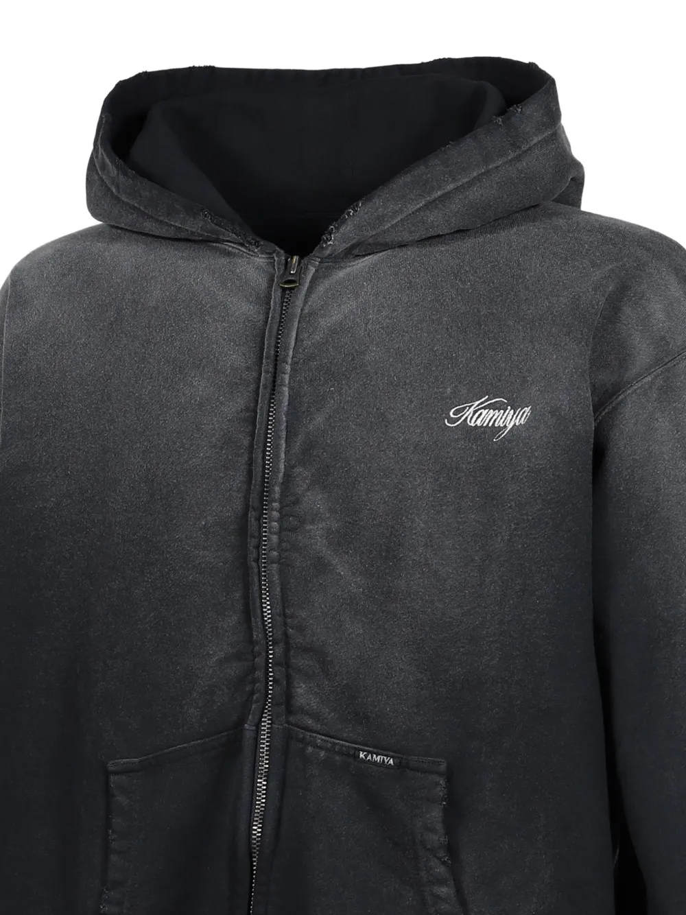 KAMIYA Greatness Act-Cool hoodie met borduurwerk en verouderd effect Zwart