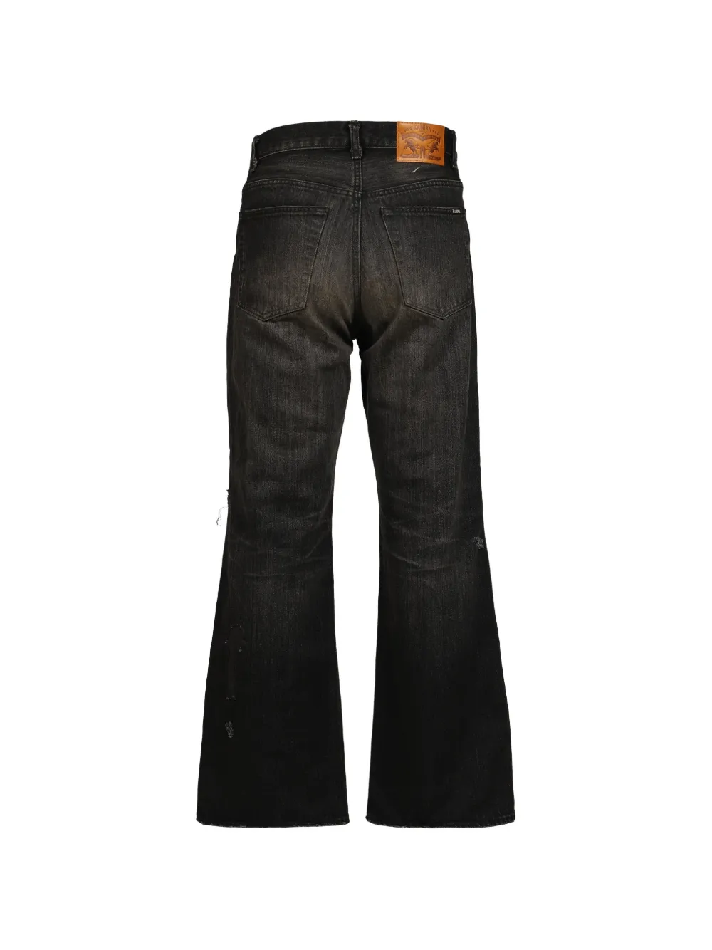 KAMIYA Gerepareerde jeans met wijde pijpen Zwart