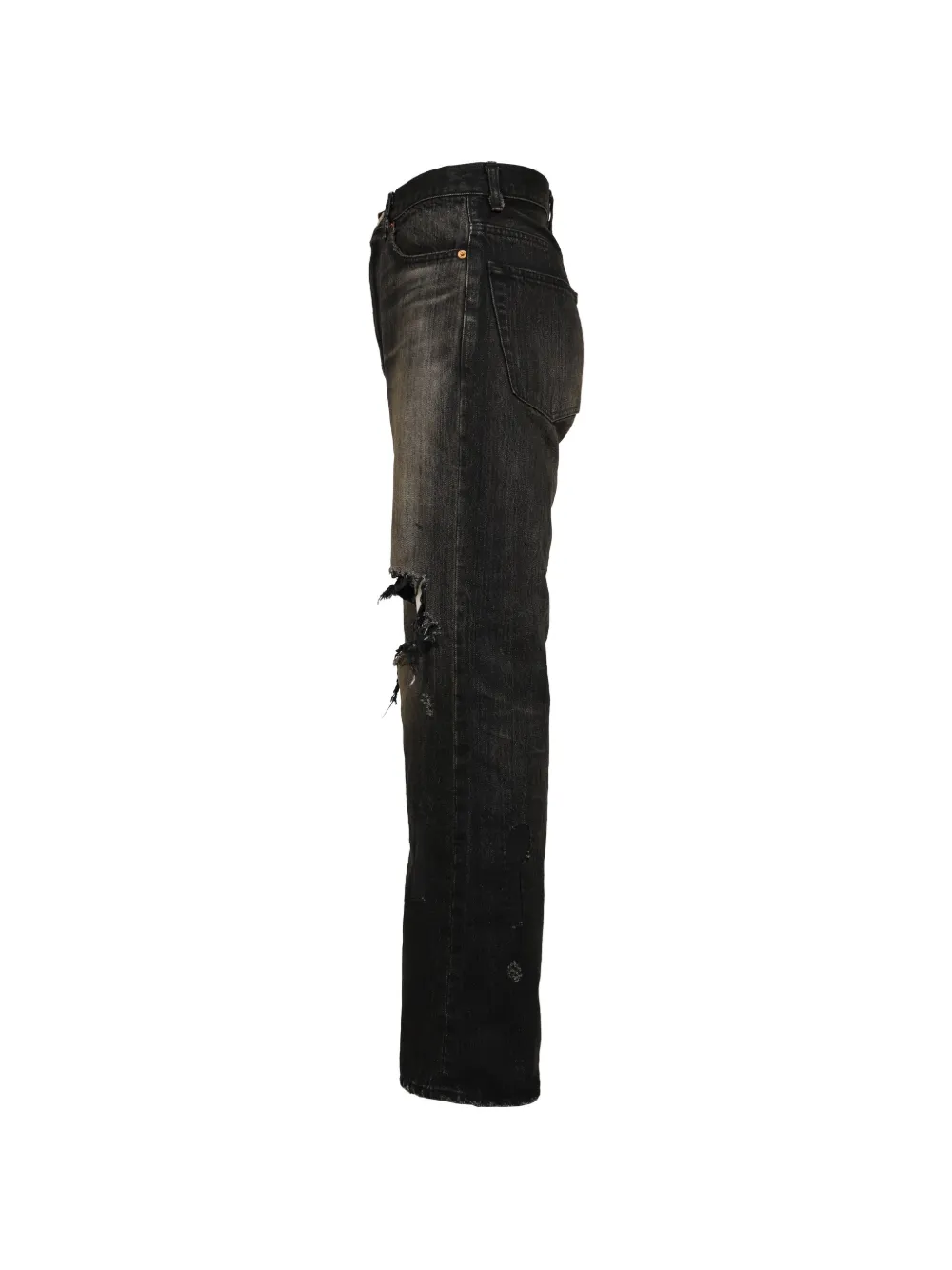 KAMIYA Gerepareerde jeans met wijde pijpen Zwart