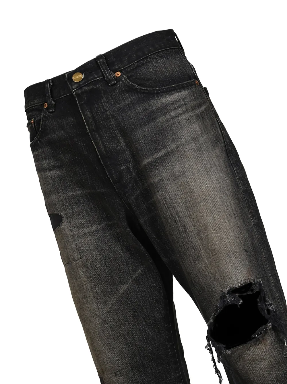 KAMIYA Gerepareerde jeans met wijde pijpen Zwart