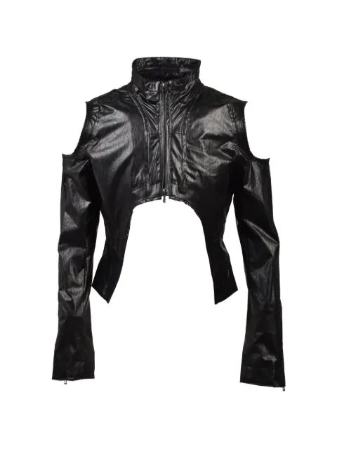 Julius laminated stand-collar jacket