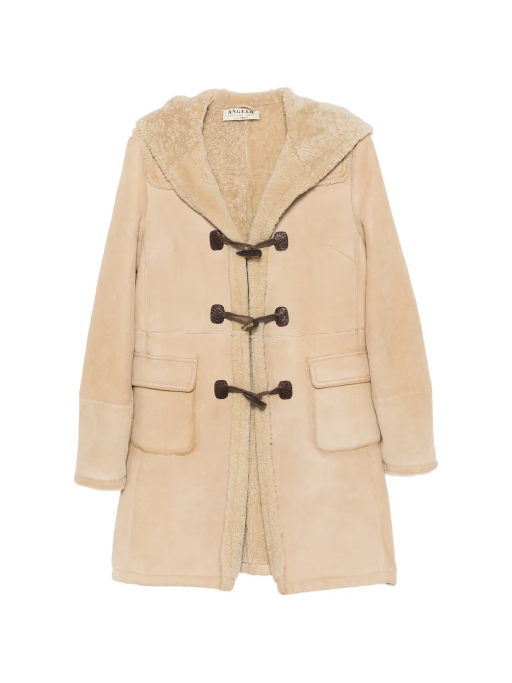 A.N.G.E.L.O. Vintage Cult 2000s Mantel aus Shearling mit Knebelverschluss - Nude