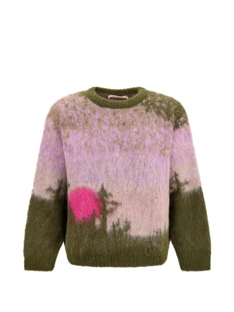 Baziszt Huanuco brushed-knit landscape-pattern sweater