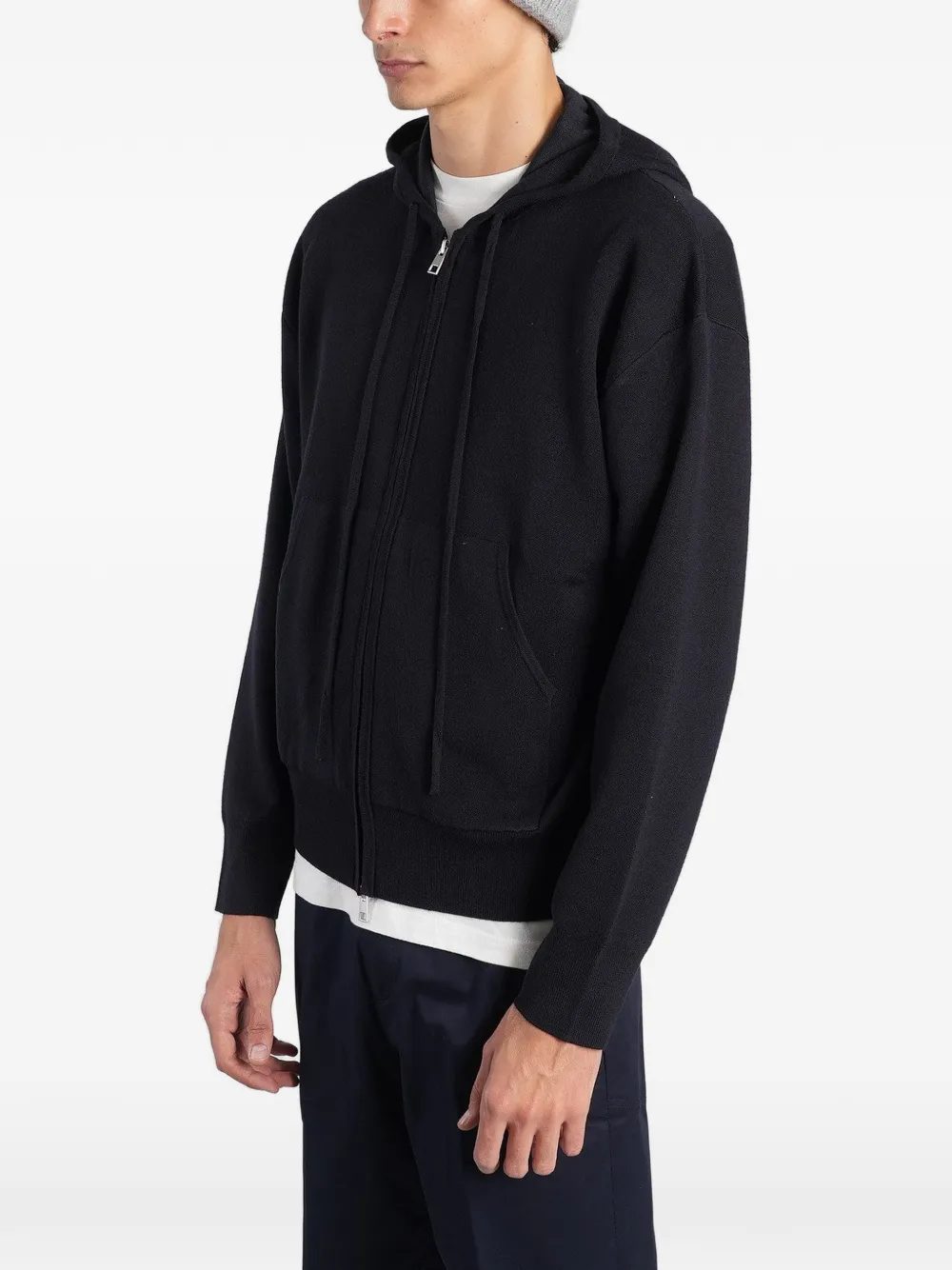 Low Brand zip-up drawstring hoodie Blauw