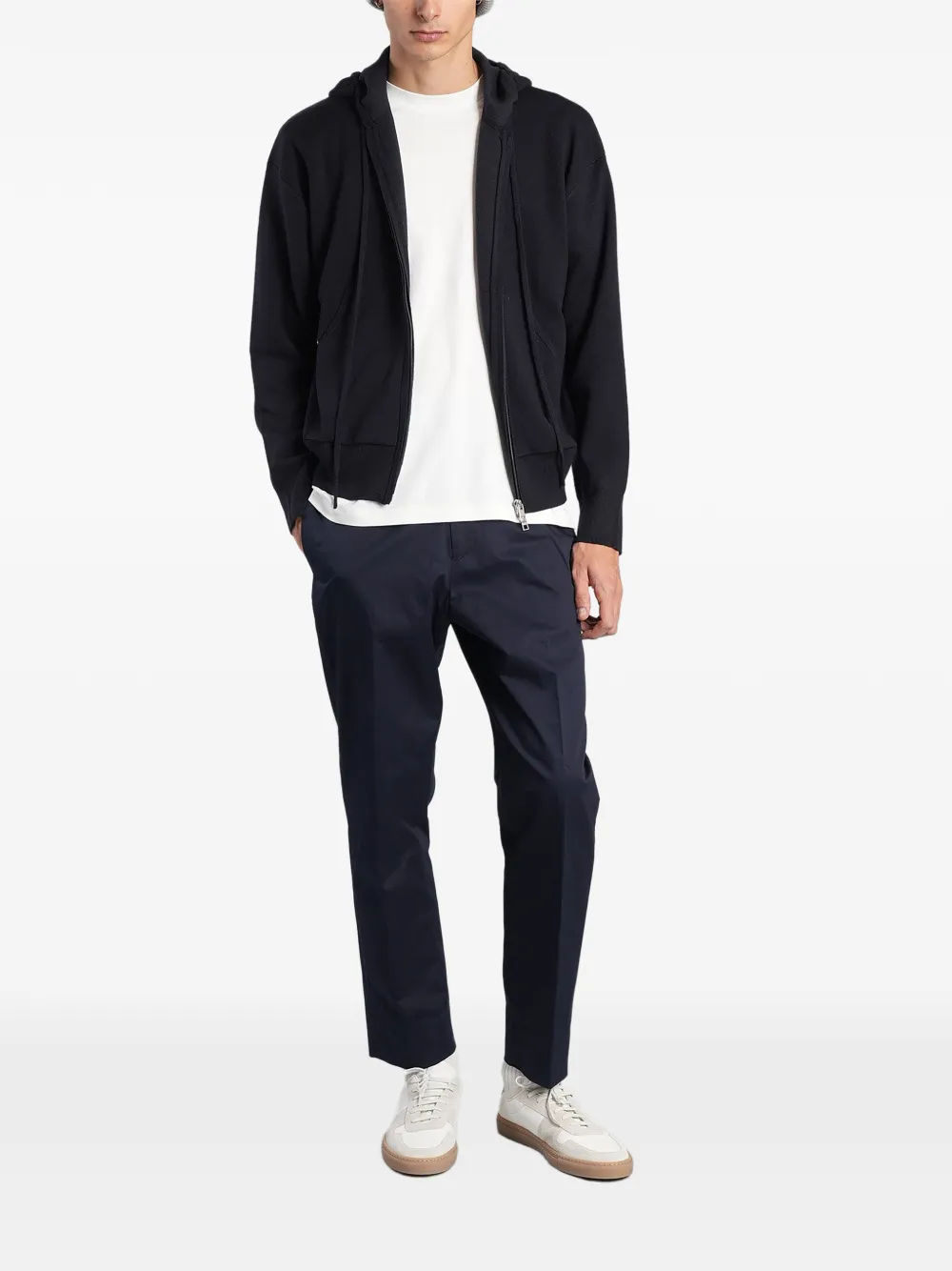 Low Brand zip-up drawstring hoodie Blauw