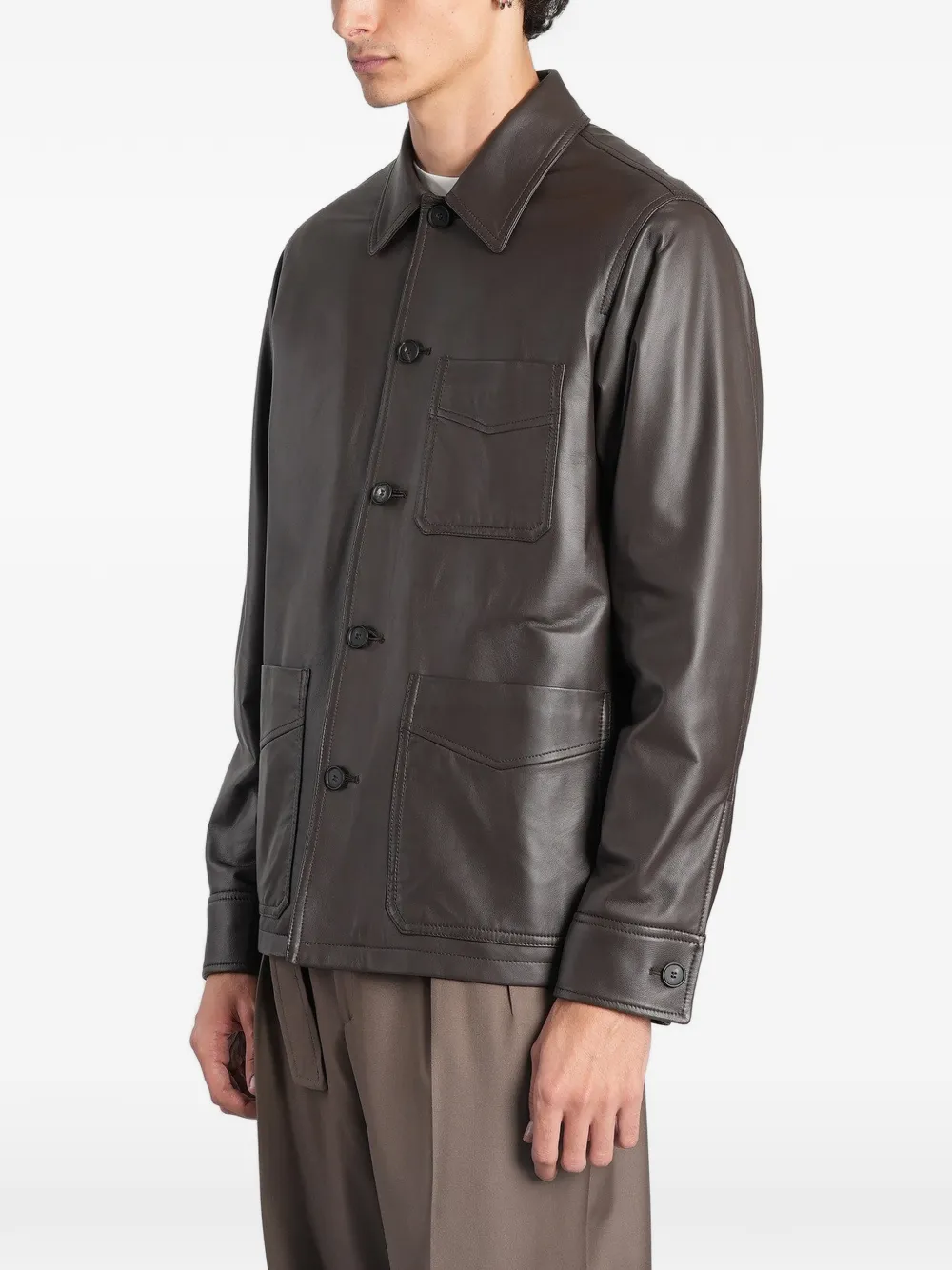 Tagliatore button-up leather jacket Bruin