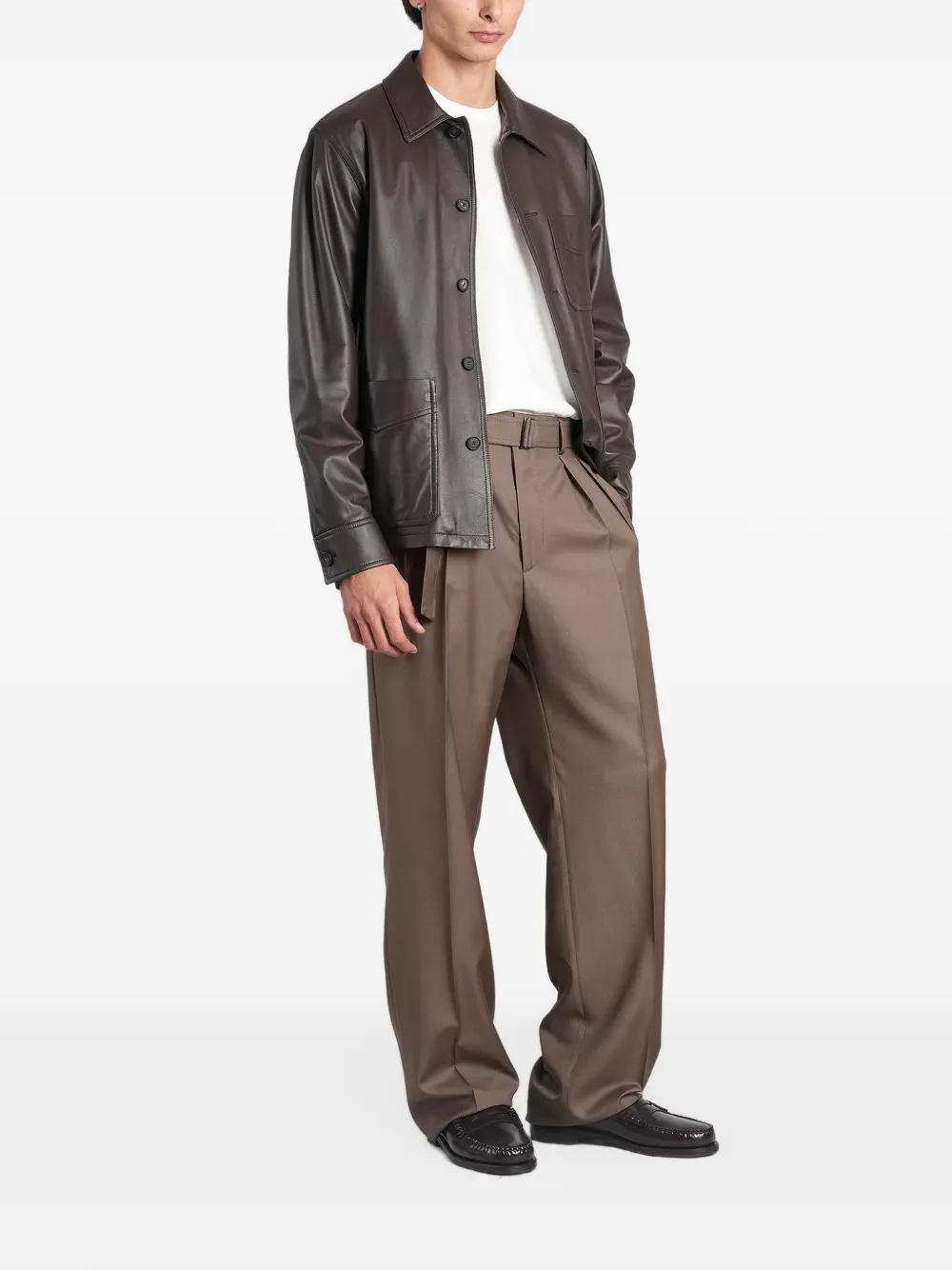 Tagliatore button-up leather jacket Bruin