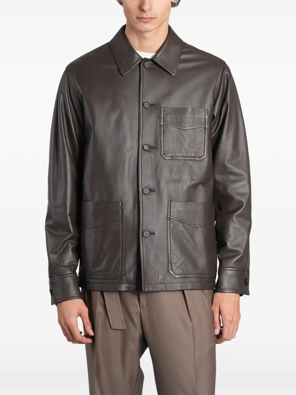 Tagliatore button-up leather jacket Bruin