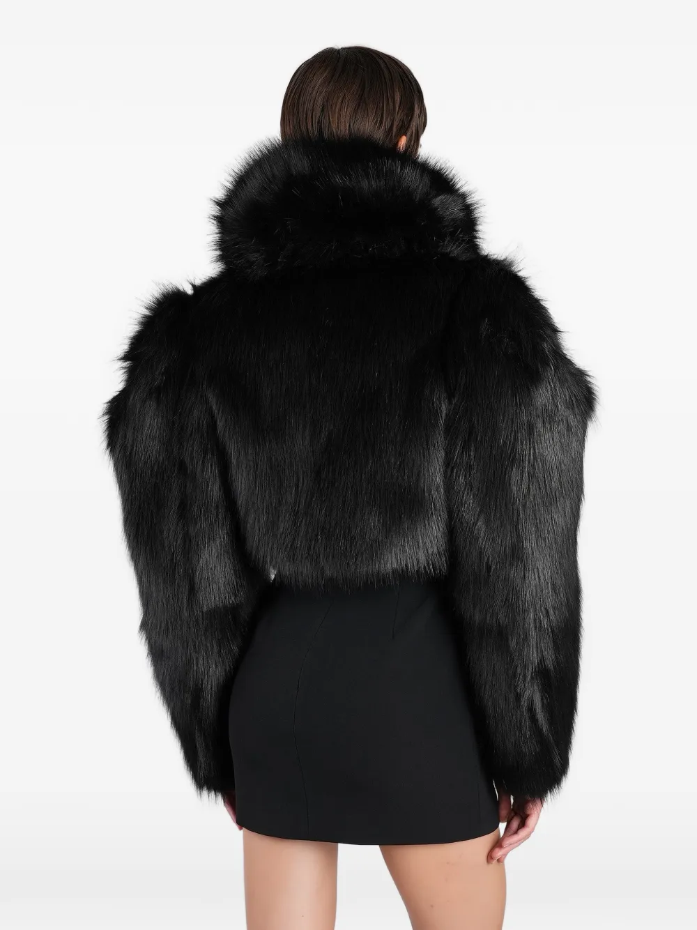 David Koma cropped faux-fur jacket Zwart