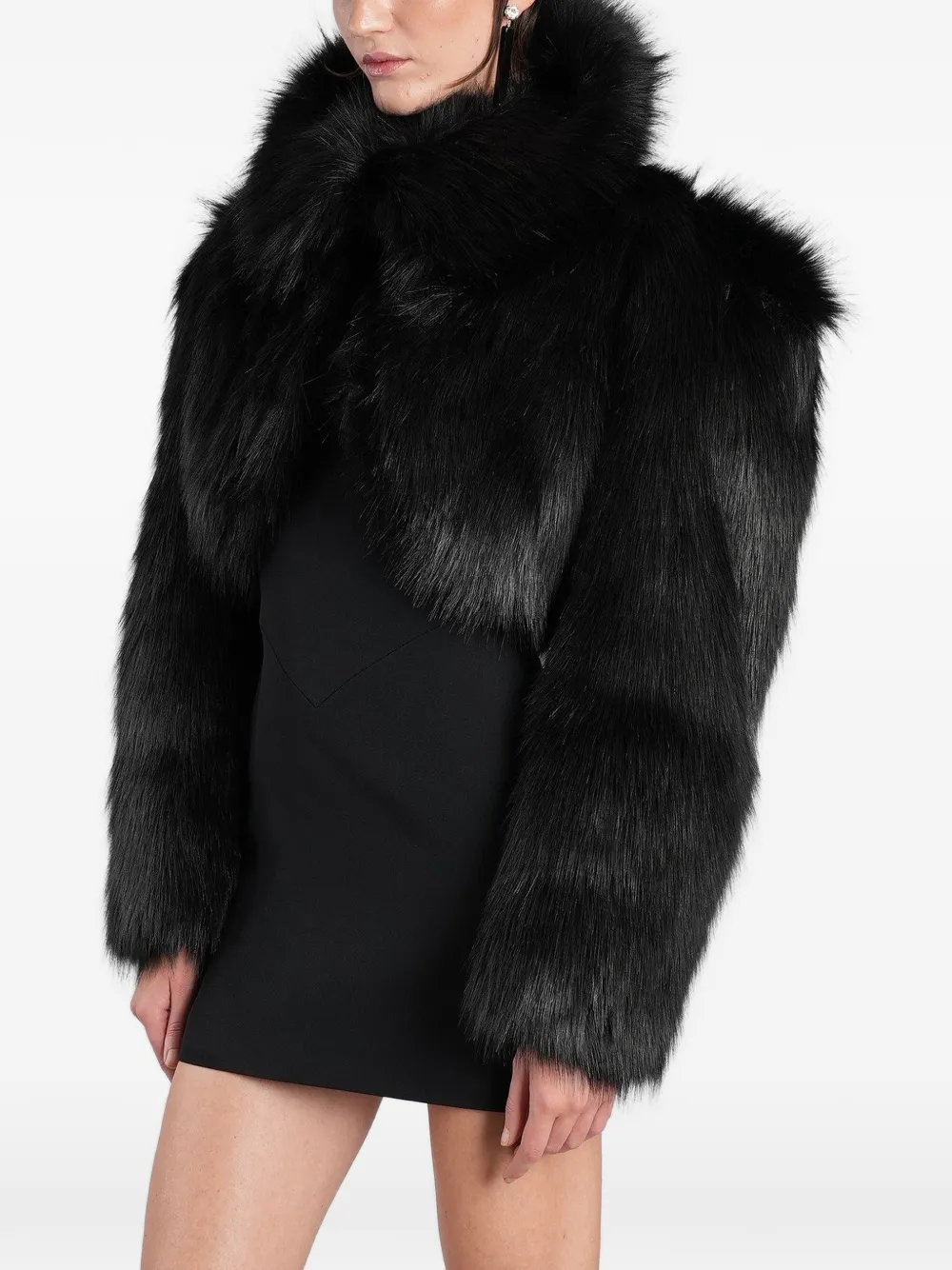 David Koma cropped faux-fur jacket Zwart