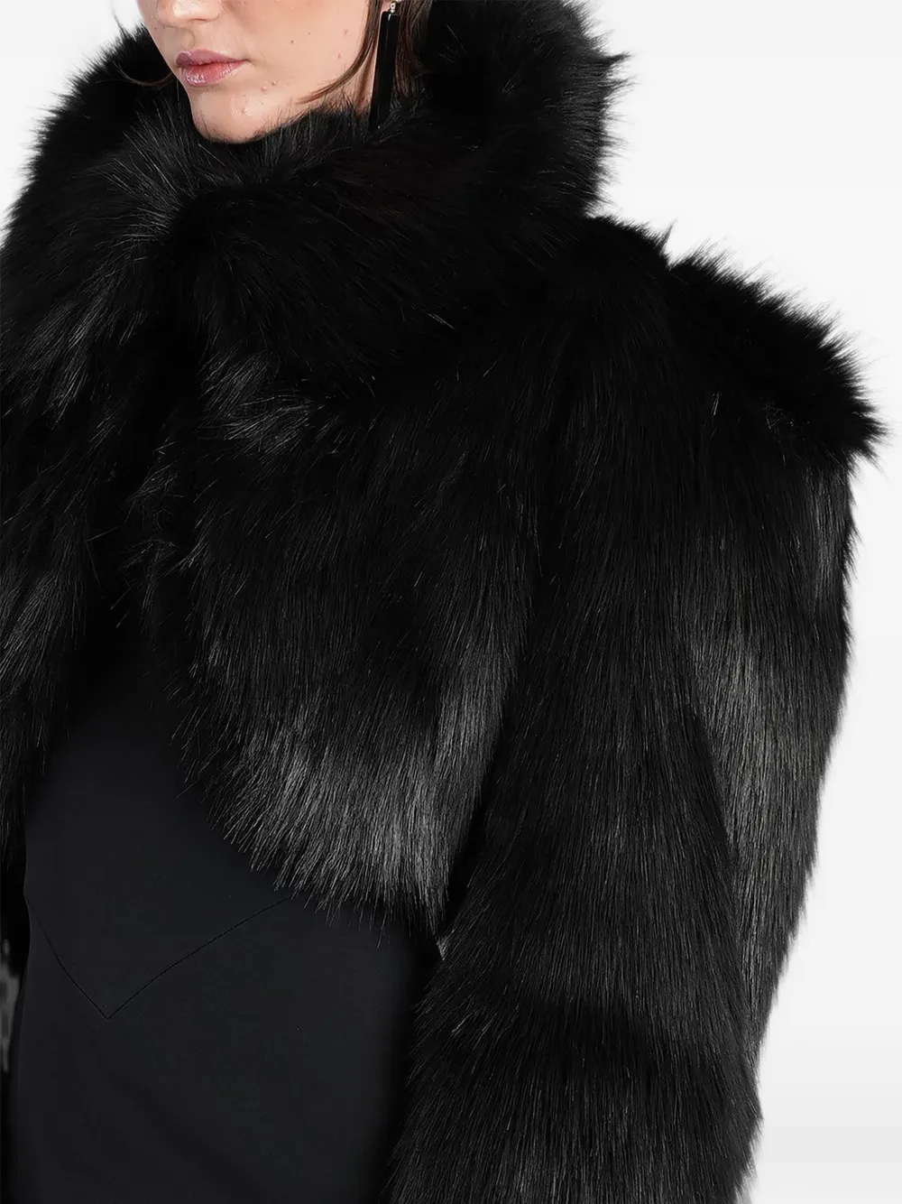David Koma cropped faux-fur jacket Zwart