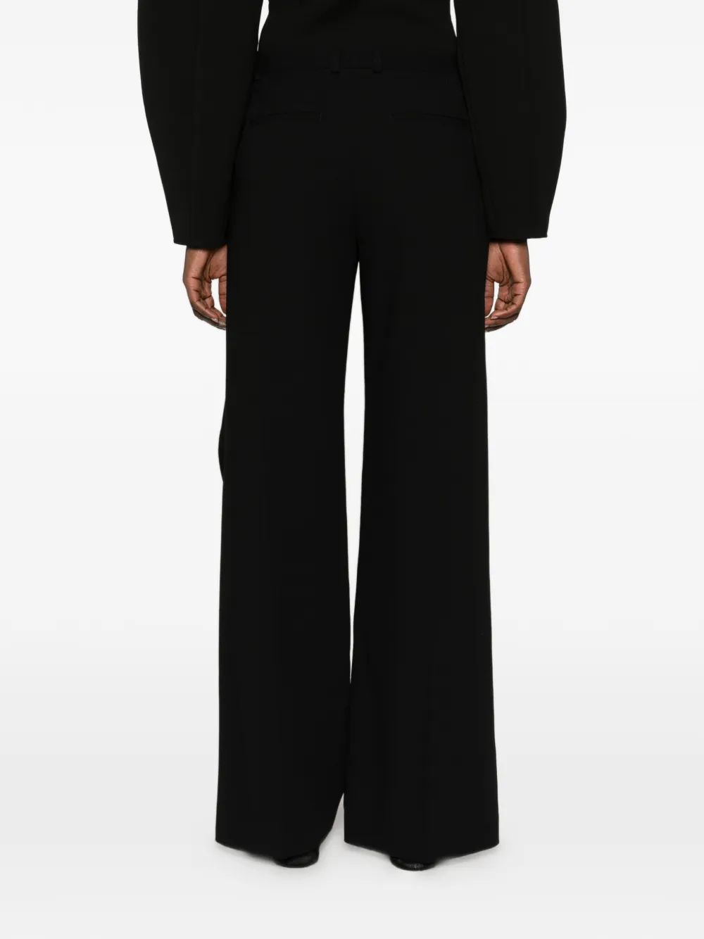 Jil Sander Broek met wijde pijpen en ruches Zwart