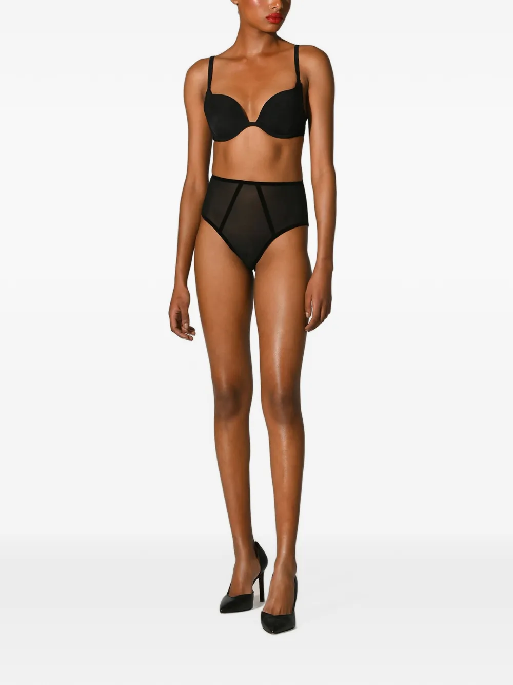 Wolford Fluwelen slip met kanten afwerking Zwart