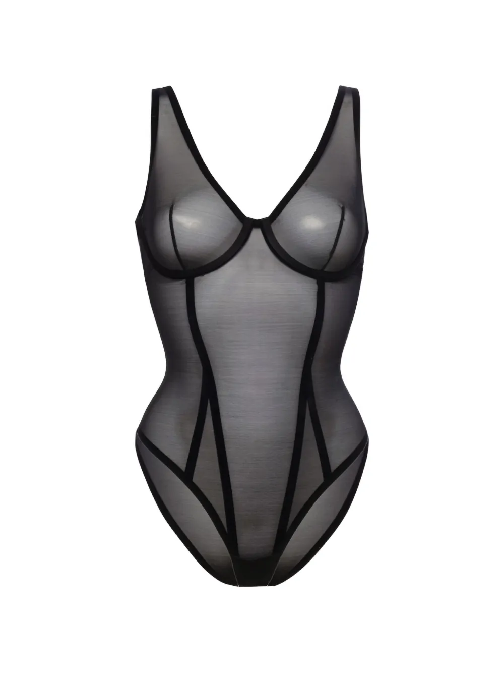 Wolford Bonded To Tulle Body mit Einsätzen - Schwarz