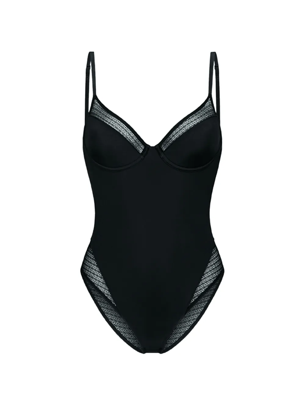 Wolford Linea Netta Body mit Spitzenbesatz - Schwarz