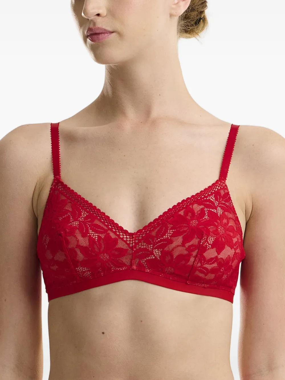 Wolford floral-lace triangle bra Rood
