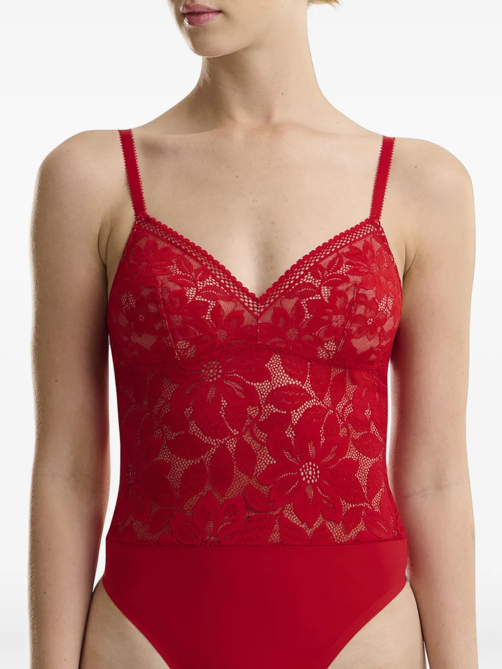 Wolford Body met bloemenkant Rood
