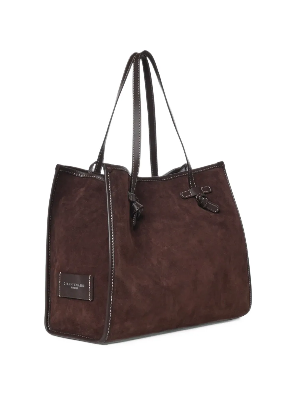 GIANNI CHIARINI large Marcella suede-finish knotted-handle tote bag Bruin