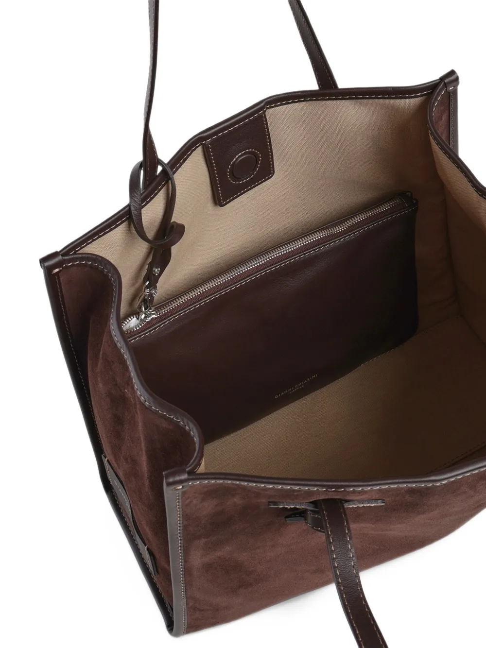 GIANNI CHIARINI large Marcella suede-finish knotted-handle tote bag Bruin