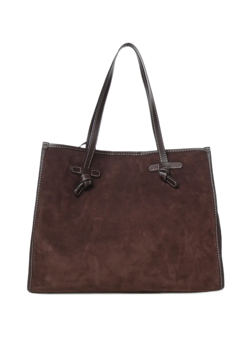 GIANNI CHIARINI large Marcella suede-finish knotted-handle tote bag Bruin